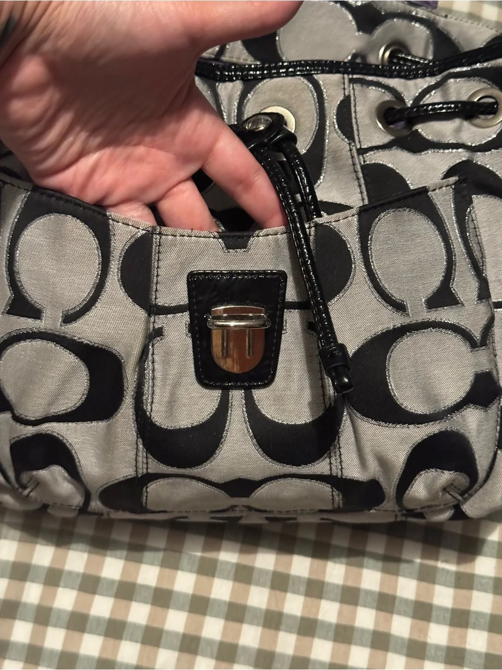Coach Black and Gray Signature Backpack